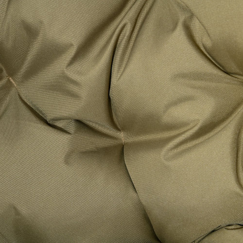 Outsunny 2 Seater Egg Chair Outdoor, Folding Weave Garden Furniture Chair With Cushion, Cup Pockets - Khaki