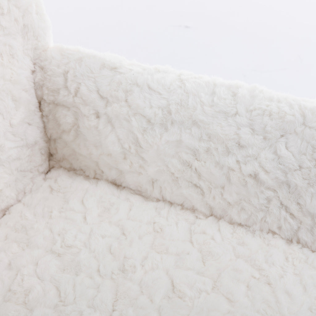 A&A Furniture Rabbit Hair Office Chair With Golden Base, Adjustable