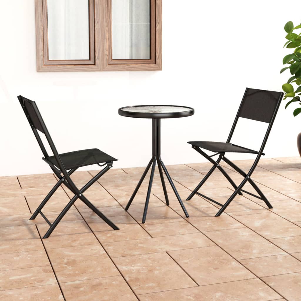 3-piece bistro set, steel, black