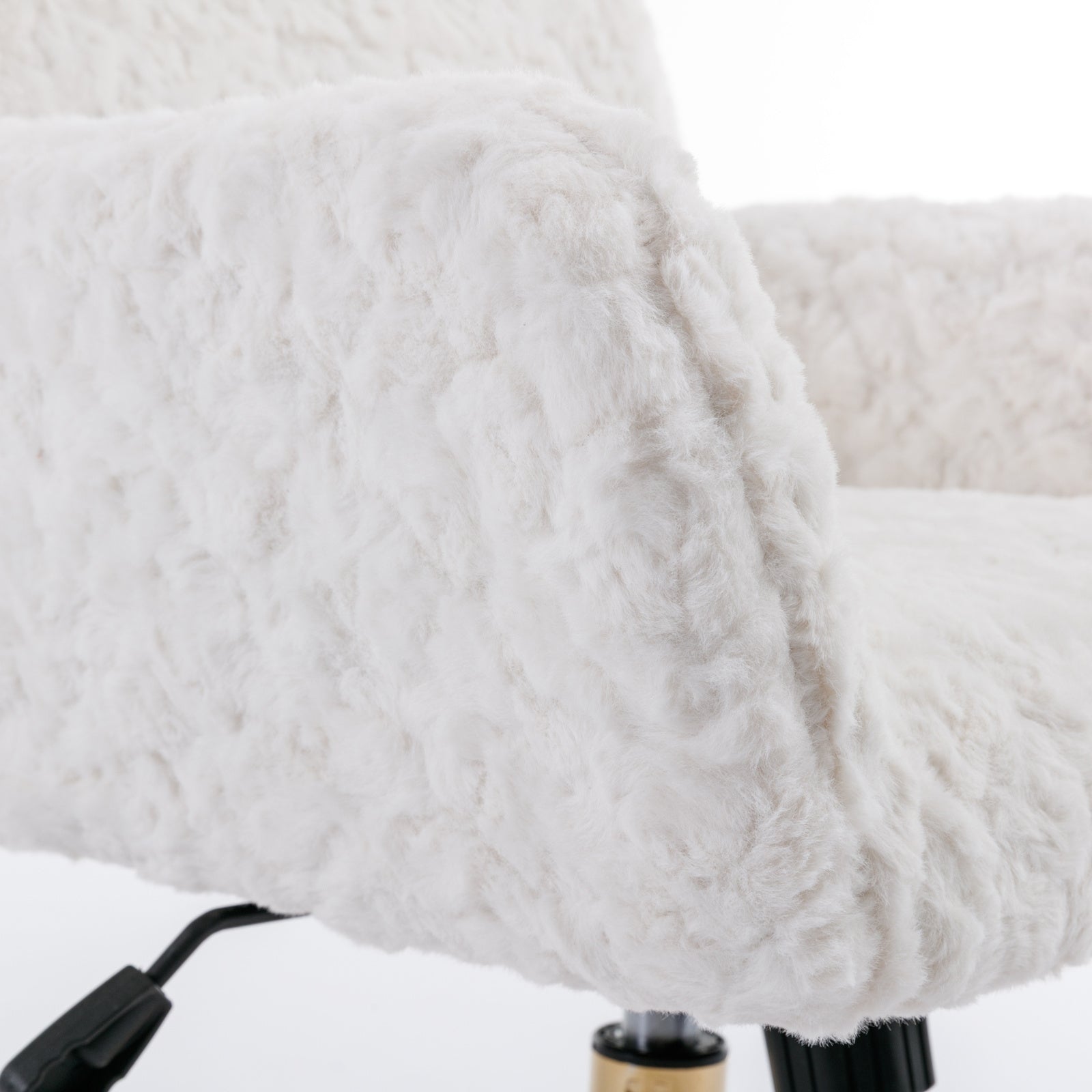 A&A Furniture Rabbit Hair Office Chair With Golden Base, Adjustable