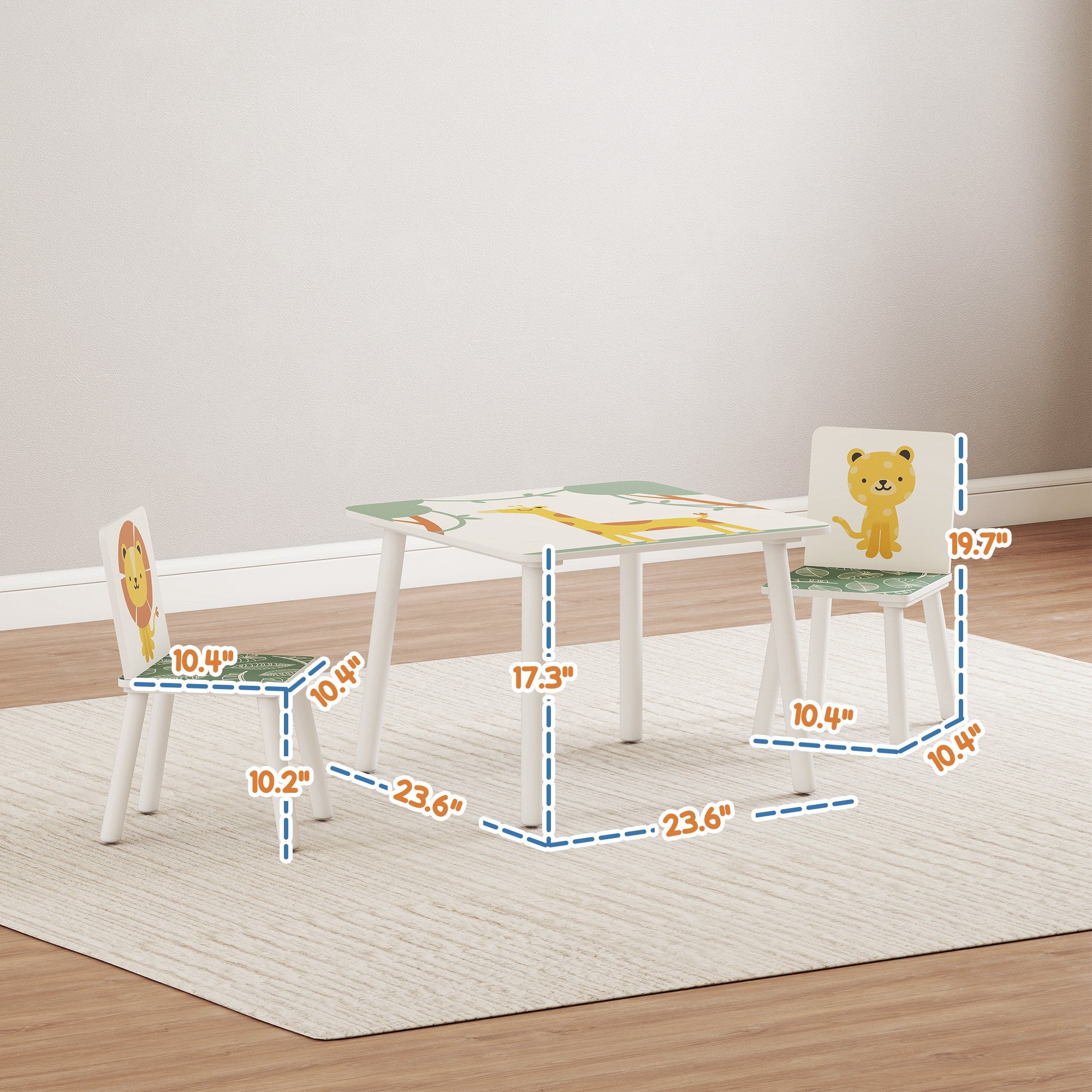 3-Piece Kids Toddler Table and Chair Set Furniture for Boys and Girls Aged 3-8