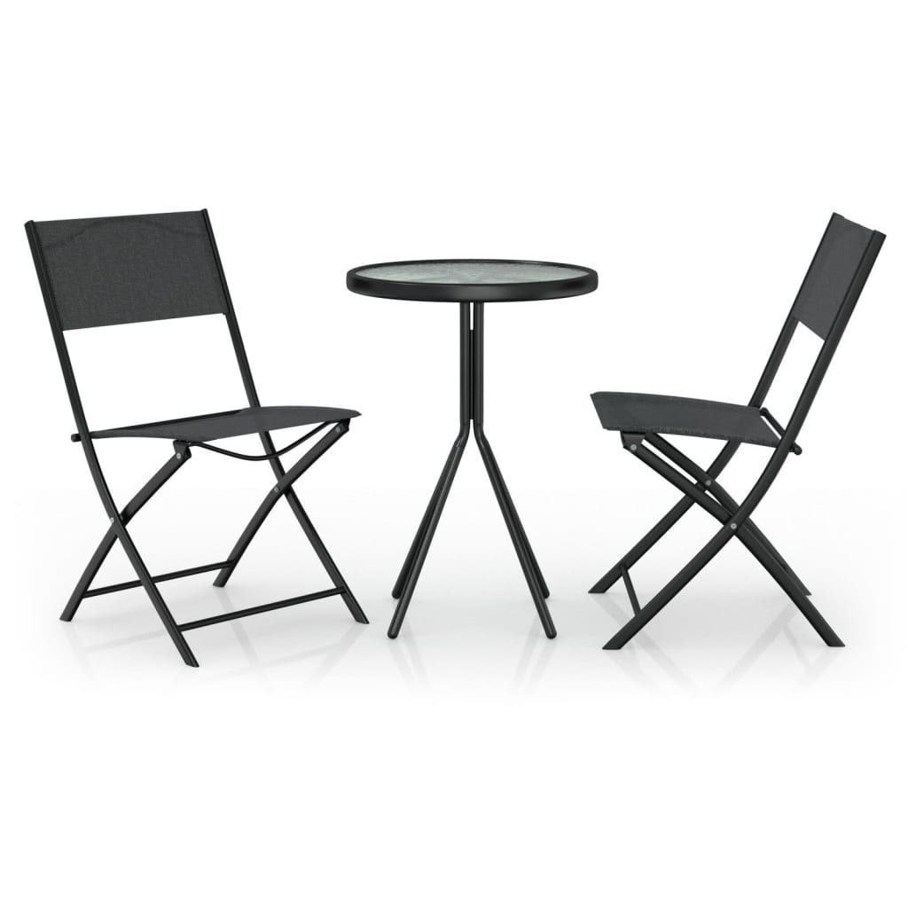 3-piece bistro set, steel, black